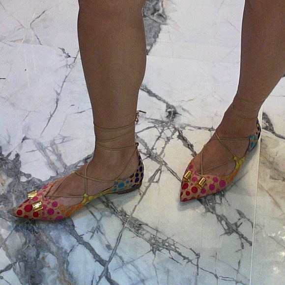 Salvatore Ferragamo Colorful Spotted Cork Lace-up Flats 🔴🟠🟡🟢🔵🟣 - Picture 17 of 17